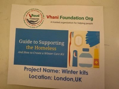 Winter kits for Homeless